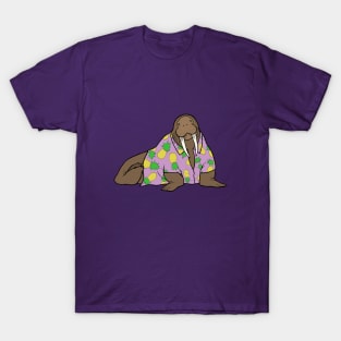 Walrus in Hawaiian shirt - purple T-Shirt